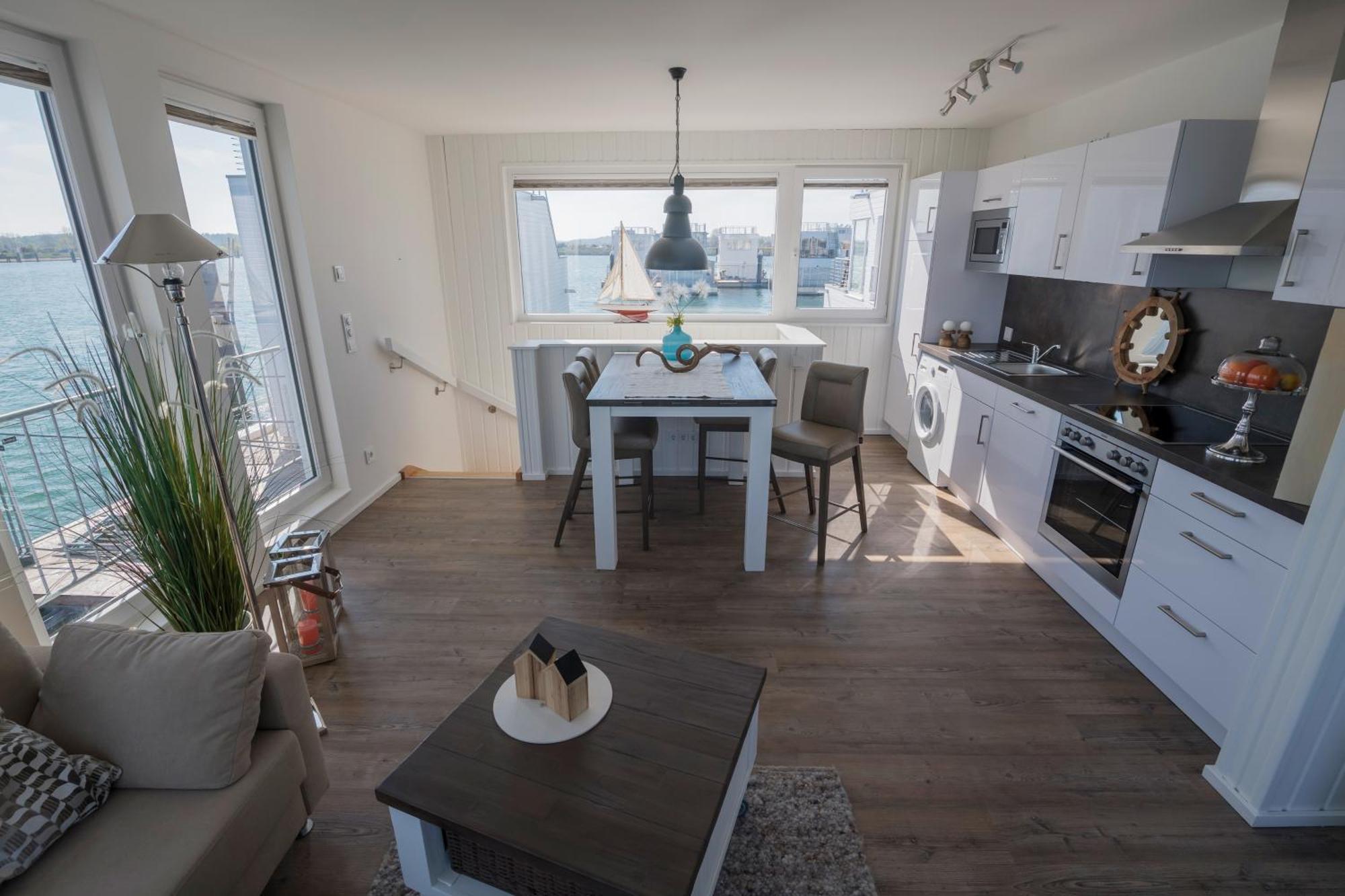 Schwimmendes Ferienhaus Antares One By Seeblick Ferien Oro, Rundum Wasser, Sauna Olpenitz Esterno foto